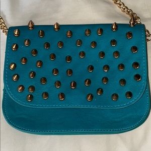 Teal with studs mini bag/crossbody